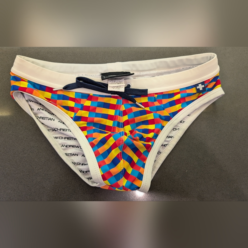 Andrew Christian Multicolor Checkered Swim Briefs